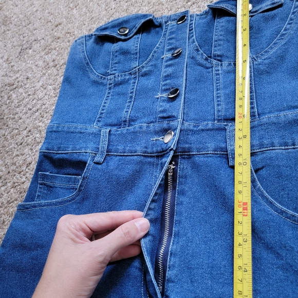 Button Front Bodycon Denim Dress Small - Picture 9 of 10